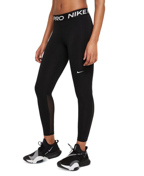 Легинсы спортивные Nike Pro женские средней посадки разрезная сетка