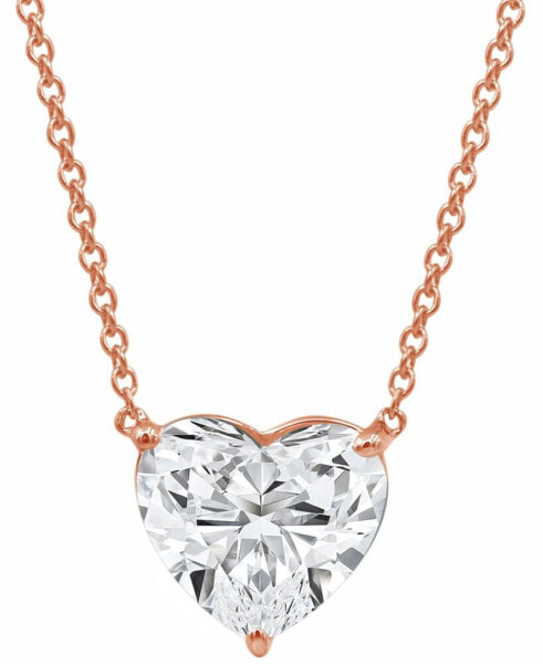 Certified Lab Grown Diamond Heart-Cut Solitaire 18" Pendant Necklace (3 ct. t.w.) in 14k Gold