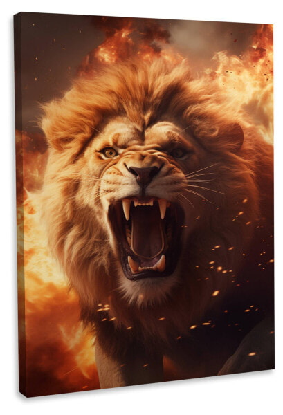 Leinwandbild Fire Lion