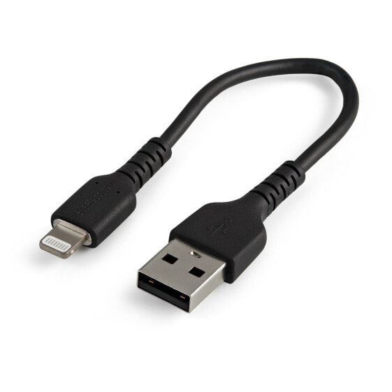 Кабель USB-A to Lightning Startech.com 6" (15см) черный - прочный, плотный USB-кабель из арамидного волокна USB Type A to Lightning - сертифицирован Apple MFi для iPad/iPhone 12 - чёрный - USB A - Lightning - 0.15 м - Male - Male