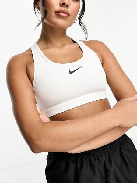 Nike Training Swoosh medium support bra in white