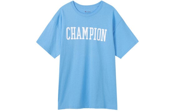 Champion 胸口字母印花 短袖T恤 美版 男女同款 天蓝色 / Штаны Champion Trendy Clothing Casual Shorts 85699-550753-WEH