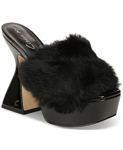 Women's Abigal Slip-On Furry Platform Dress Sandals