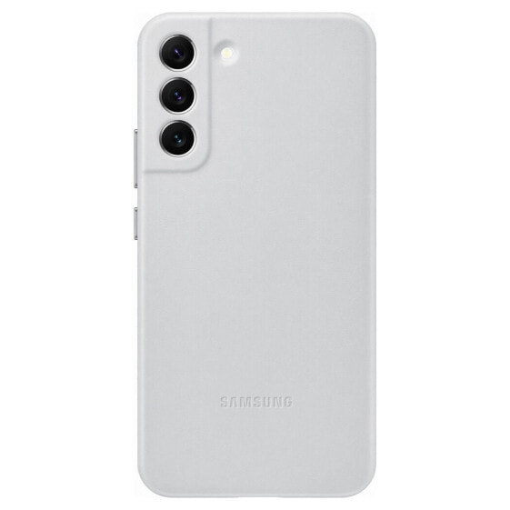 Чехол для смартфона Samsung Galaxy S22+ кожаный, светло-серый.