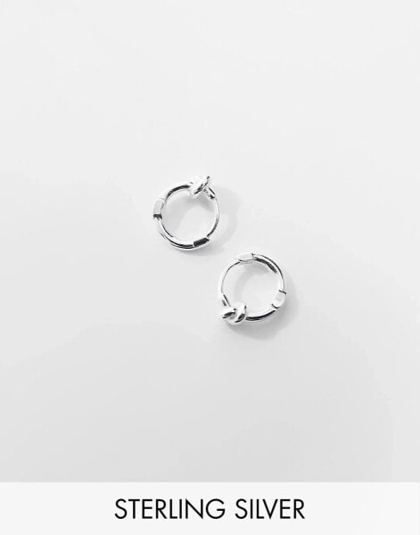 ASOS DESIGN sterling silver hoop earrings with knot design in silver