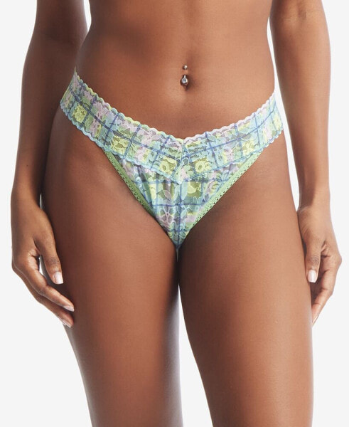 Women's Printed Daily Lace Original Rise Thong Underwear