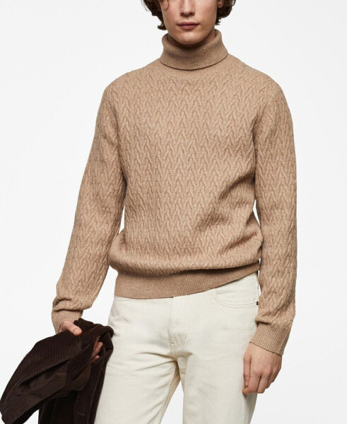 Men's Braided Turtleneck Sweater
