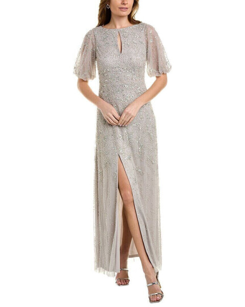 Aidan Mattox Beaded Gown Women's Grey 0