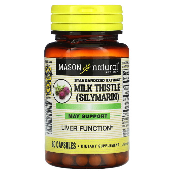 Противопаразитарные капсулы Mason Natural Молочоисточник (Силимарин), стандартизированный экстракт, 60 шт