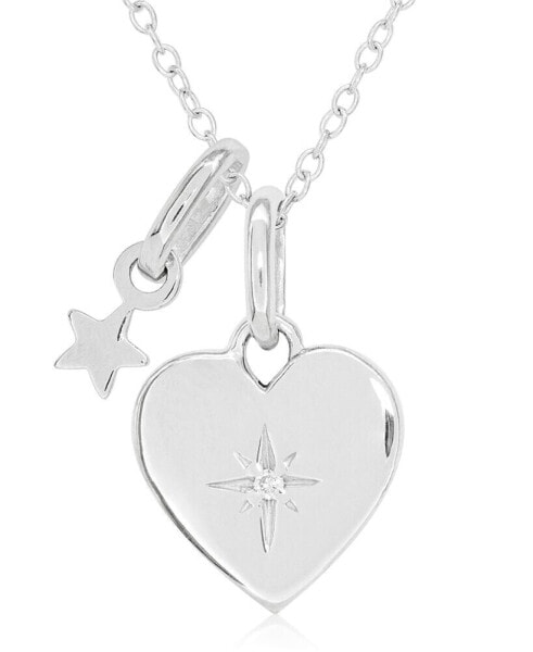 Rhona Sutton children's Diamond Accent Heart Necklace in Sterling Silver