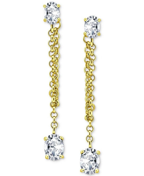 Cubic Zirconia Front to Back Chain Drop Earrings in 18k Gold-Plated Sterling Silver, Created for Macy's