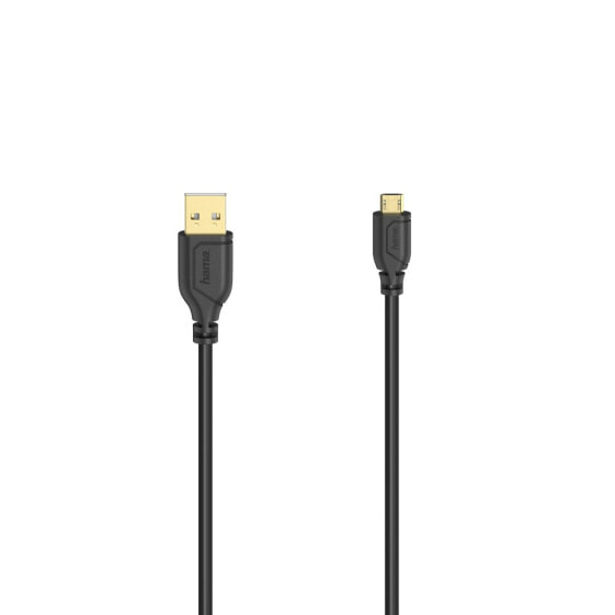 Hama Flexi-Slim - 0.75 m - Micro-USB A - USB A - USB 2.0 - 480 Mbit/s - Black