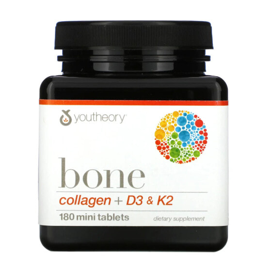 Витамин Д3 и К2 Youtheory Bone, Collagen +, 180 мини-таблеток