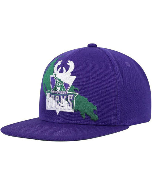 Men's Purple Milwaukee Bucks Paint By Numbers Snapback Hat