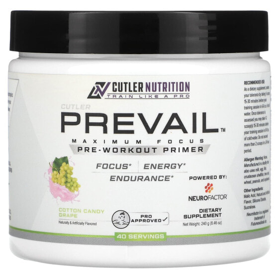 Prevail, Pre-Workout Primer, Cotton Candy Grape, 8.46 oz (240 g)