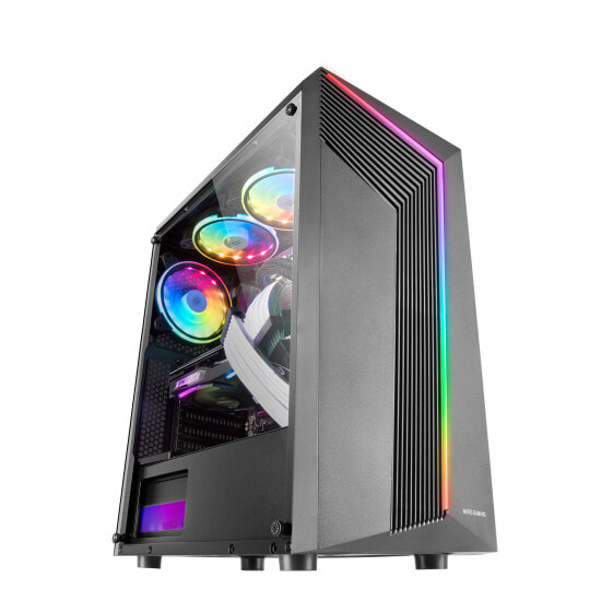 Mars Gaming MC-X7 Black PC Gaming ATX Case ARGB Front 12cm RGB Fan Full Side Window - Tower - PC - Black - ATX - micro ATX - Mini-ITX - Gaming - 15.8 cm