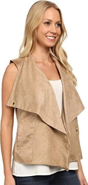 Kut From The Cloth Faux Seude Drape Front Vest Beige S