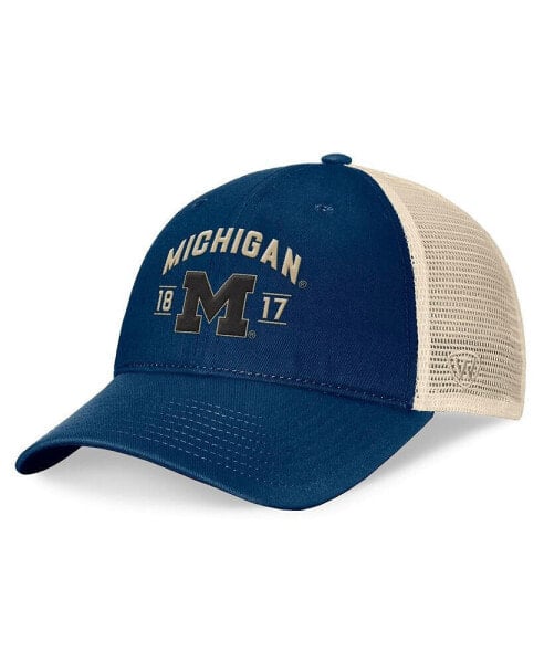 Men's Navy Michigan Wolverines Heritage Waylon Trucker Adjustable Hat