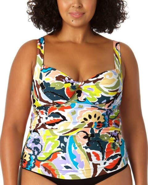 Anne Cole Plus Size Retro Twist Underwire Tankini Multicolor 18W