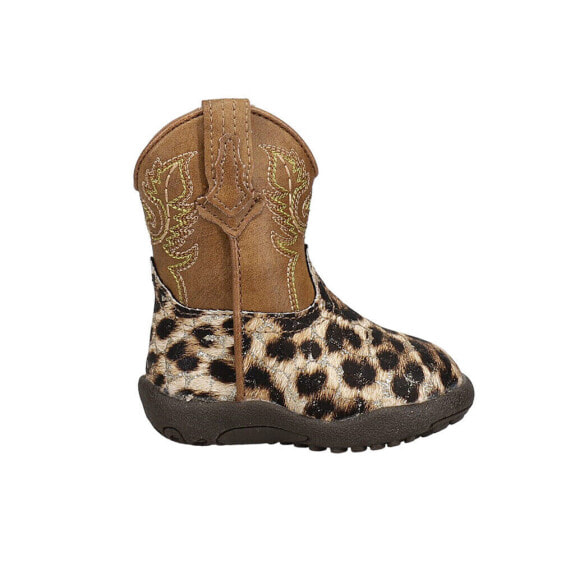 Roper Glitter Leopard Round Toe Cowboy Toddler Girls Brown Casual Boots 09-016-