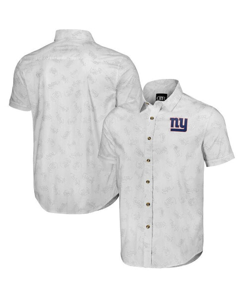 Men's NFL x Darius Rucker Collection by White New York Giants Woven Short Sleeve Button Up Shirt