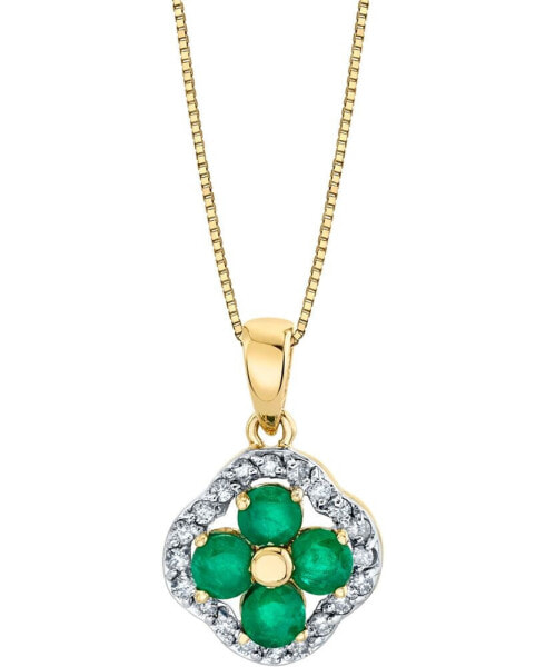 Emerald (3/4 ct. t.w.) & Diamond (1/5 ct. t.w.) Clover 18" Pendant Necklace in 14k Gold