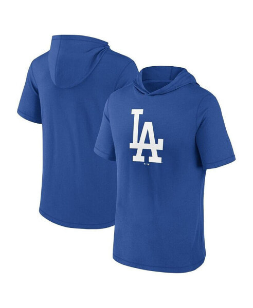 Men's Royal Los Angeles Dodgers Short Sleeve Hoodie T-shirt