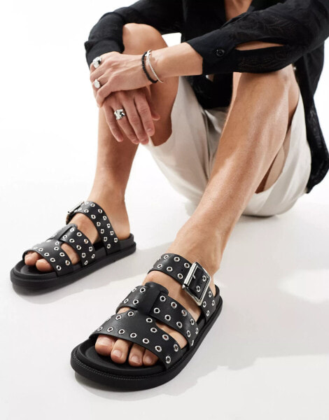 ASOS DESIGN sandals in black with studs