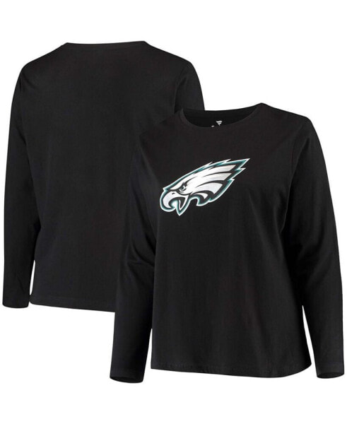 Women's Plus Size Black Philadelphia Eagles Primary Logo Long Sleeve T-shirt