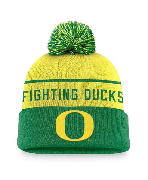 Men's Yellow/Green Oregon Ducks Local Peak Cuffed Knit Hat with Pom