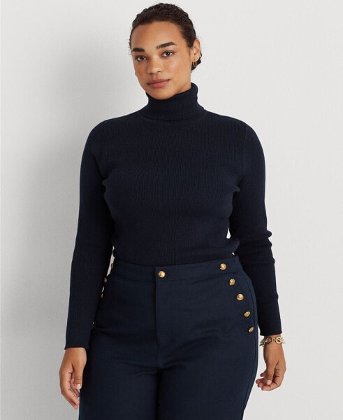 Plus-Size Ribbed Turtleneck Sweater