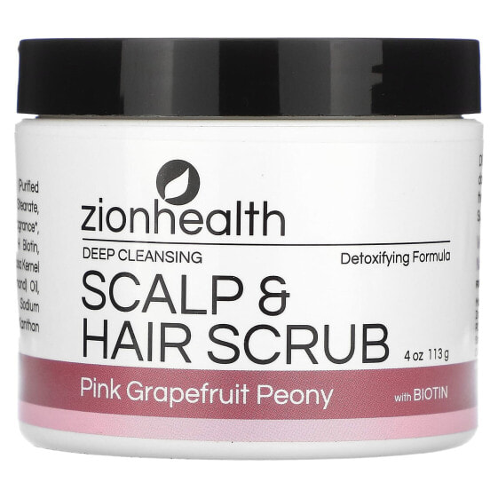 Zion Health, Скраб для кожи головы и волос с биотином, розовый грейпфрут и пион, 113 г (4 унции)