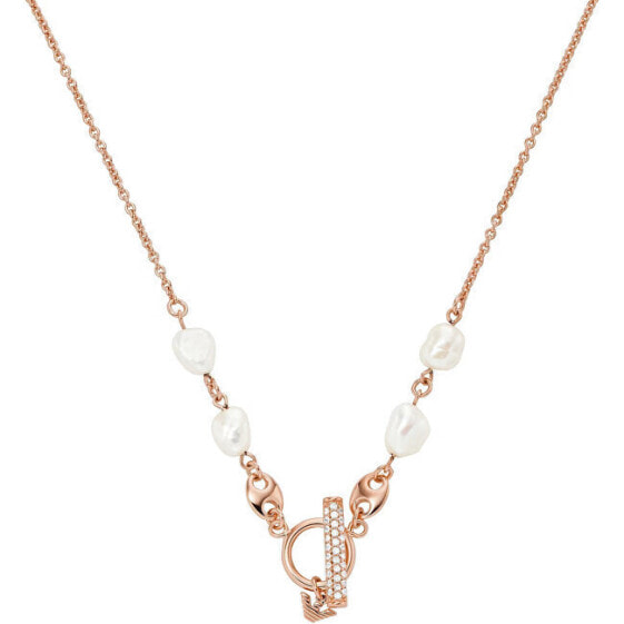 Modern bronze necklace with pearls EG3516221