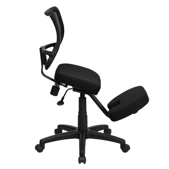 Mobile Ergonomic Kneeling Swivel Task Chair With Black Mesh Back