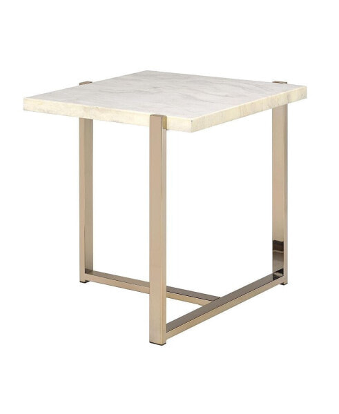 Feit End Table in Faux Marble & Champagne