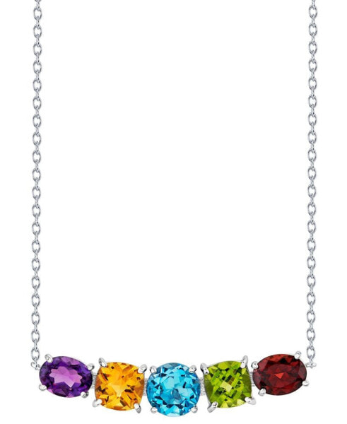 Multi-Gemstone Oval & Round Bar 18" Pendant Necklace (8-5/8 ct. t.w.) in Sterling Silver