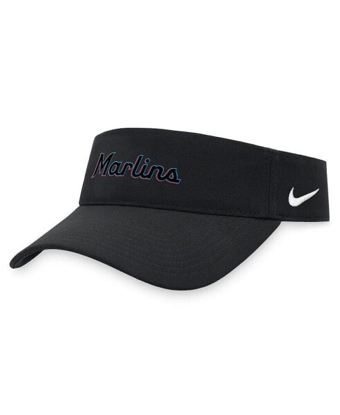 Men's Black Miami Marlins Wordmark Performance Adjustable Visor