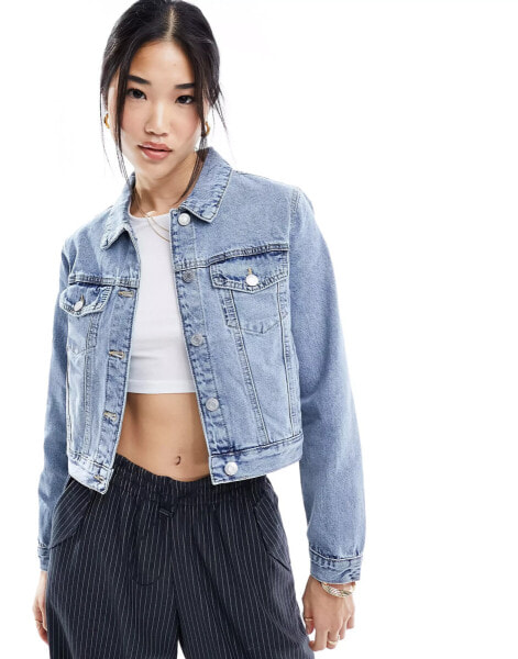 Cotton On girlfriend jacket in washed blue