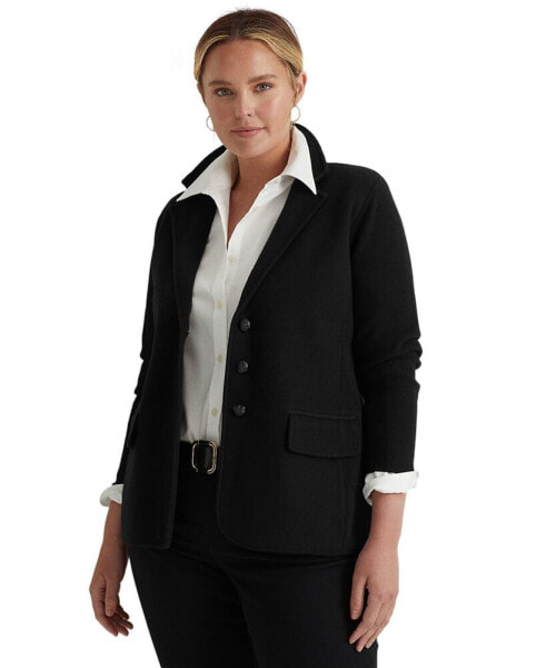 Women's Plus Size Combed Cotton Single-Breasted Blazer