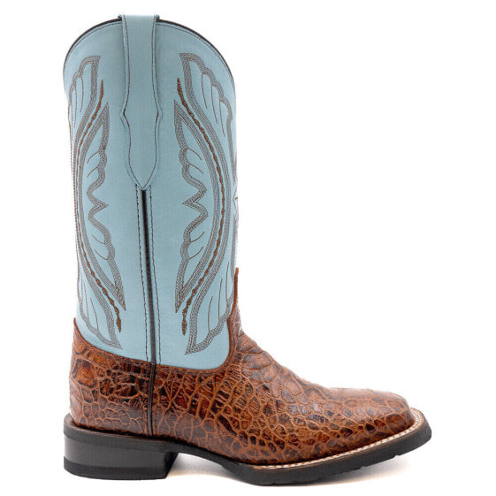 Ferrini Kai Embroidery Square Toe Cowboy Womens Blue, Brown Casual Boots 92593