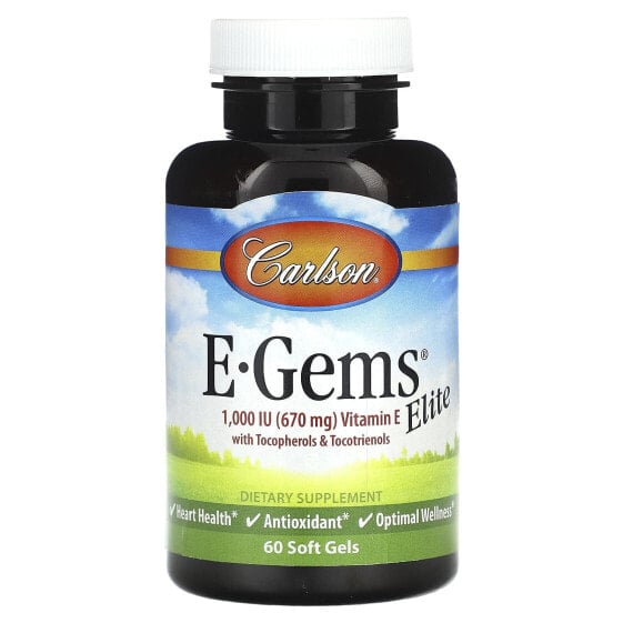 E-Gems Elite, Vitamin E with Tocopherols & Tocotrienols, 670 mg (1,000 IU), 60 Soft Gels