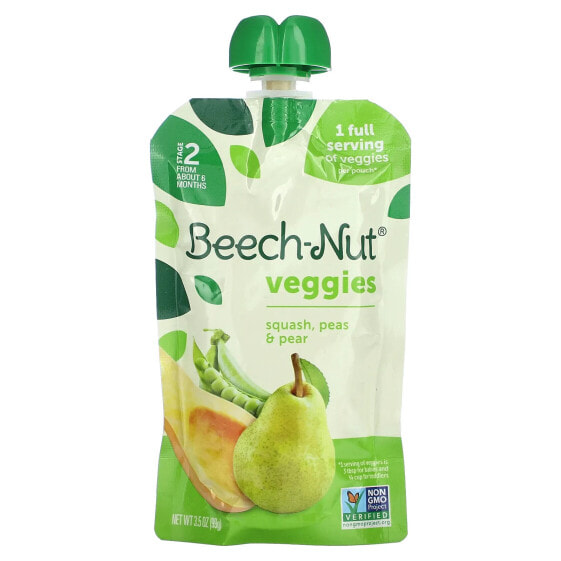 Beech-Nut, Veggies, от 6 месяцев, тыква, горох и груша, 99 г (3,5 унции)