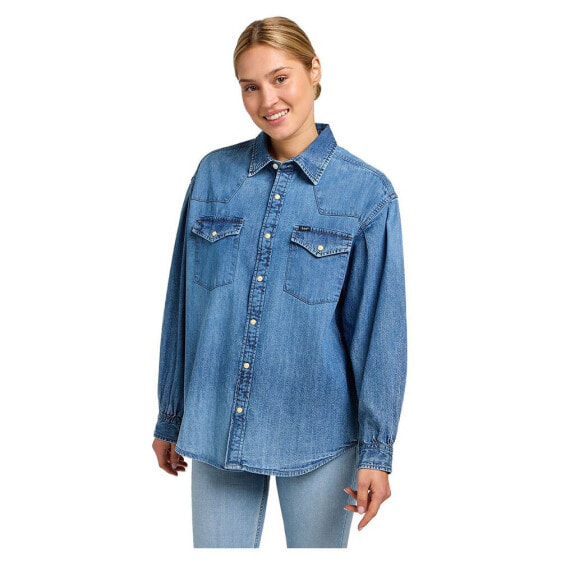 Блузка Lee® Свободная Западная C рубашка с длинным рукавом Gravity Waves