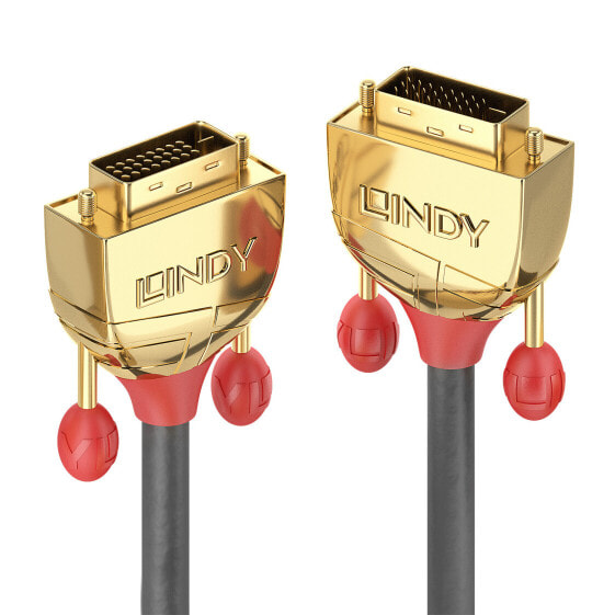 Lindy 3m DVI-D Dual Link Cable - Gold Line - 3 m - DVI-D - DVI-D - Male - Male - Grey