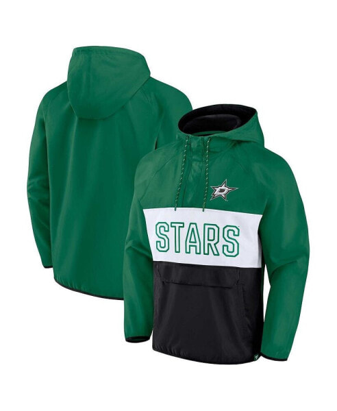 Men's Kelly Green, Black Dallas Stars Backhand Shooter Defender Anorak Raglan Hoodie Quarter-Zip Jacket