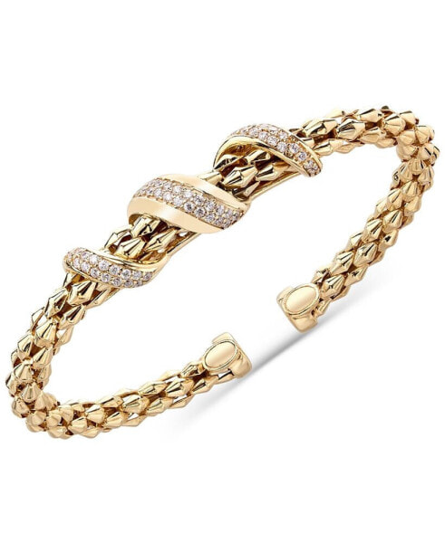 Diamond Pavé Twist Pyramid Link Cuff Bracelet (5/8 ct. t.w.) in 14k Gold-Plated Sterling Silver