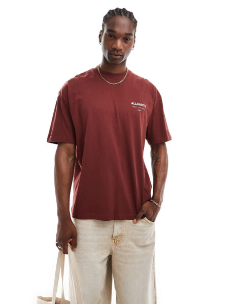 AllSaints Underground oversized t-shirt in deep red