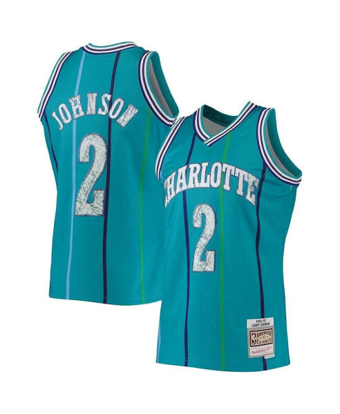 Men's Larry Johnson Teal Charlotte Hornets 1992-93 Hardwood Classics 75th Anniversary Diamond Swingman Jersey