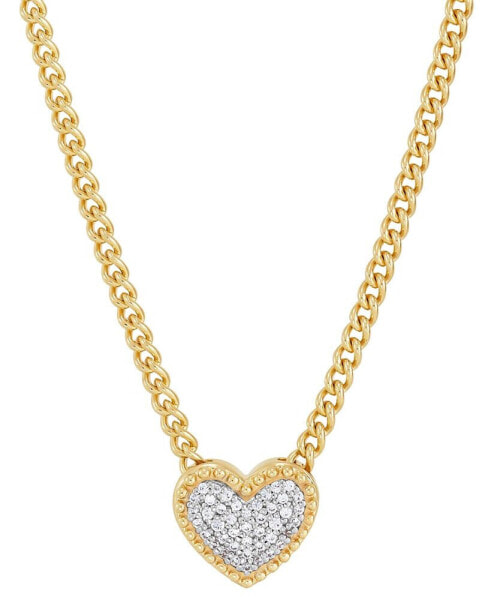 Diamond Pavé Heart 18" Pendant Necklace (1/10 ct. t.w.) in 14k Gold-Plated Sterling Silver