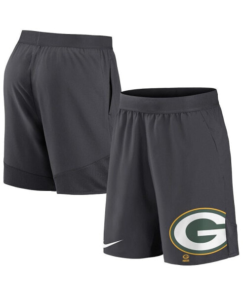 Men's Anthracite Green Bay Packers Stretch Performance Shorts